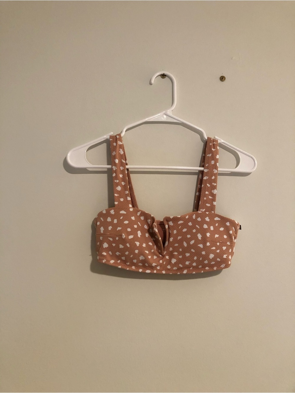 Aerie Women’s Tan Polka-Dot Square Neck Bikini Top